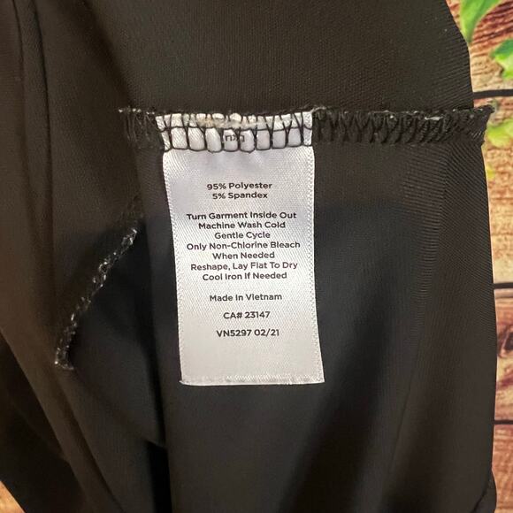 Talbots Midi Dress XL Black Short Sleeve Ruffle V Neck Stretchy Flowy - Picture 5 of 5